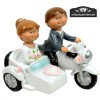 Figura Pastel Novios Mouflins en sidecar