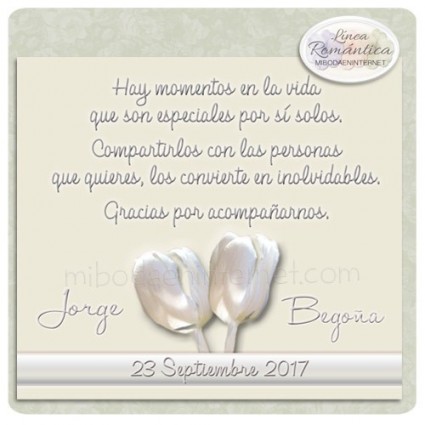tarjeta agradecimiento boda tulipanes constanza mibodaeninternet tarjeta de agradecimiento boda