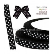 ROLLO 25 Mts. Cinta Grosgrain Negra Estrellas 20mm