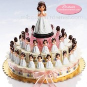 Tarta Cajitas Niña Comunión Vestido florecitas