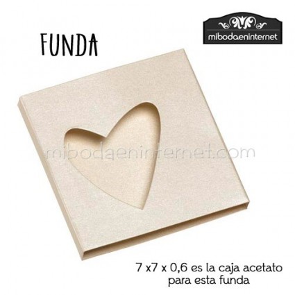 Pack 25 ud Funda Cartulina beig satinado silueta corazón