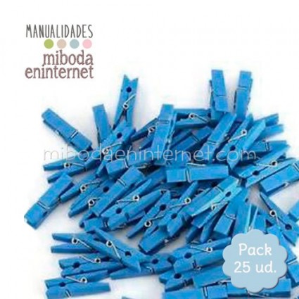 Mini Pinza madera azul 25ud