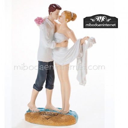 Figura Pastel Novios "en la arena" 16 cms 