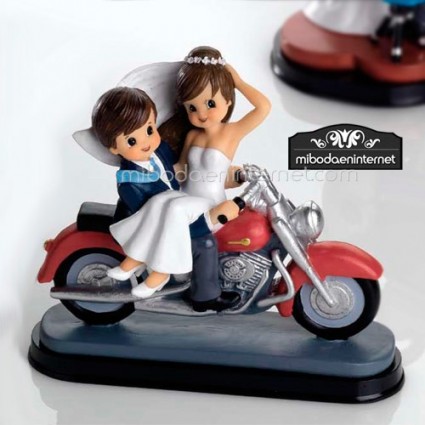 Figura Pastel Novios Motocicleta 16 cms