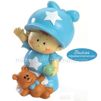 Figura Pastel Bautizo Hucha Bebé Gorrito Estrella 19 cm