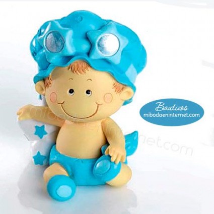 Figura Pastel Hucha Bebé Pañal Niño celeste