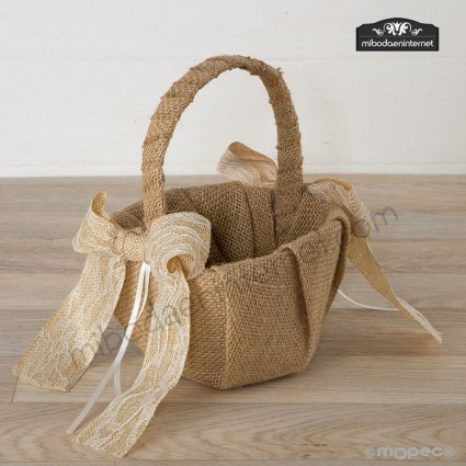 Cestita Arras Rústica lazo beige
