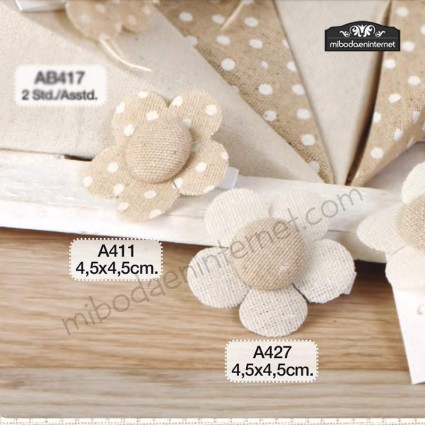 Pack 6 Pinza Flor Beige Topos