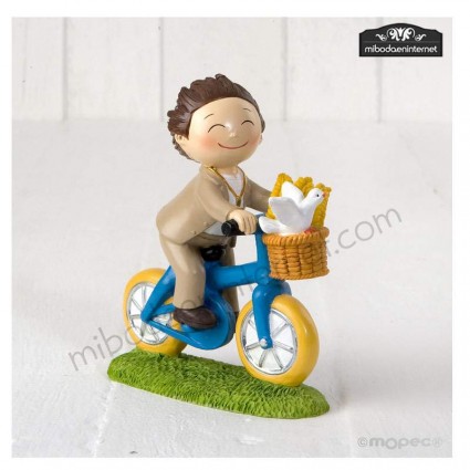 Figura Pastel Niño Comunión Bici