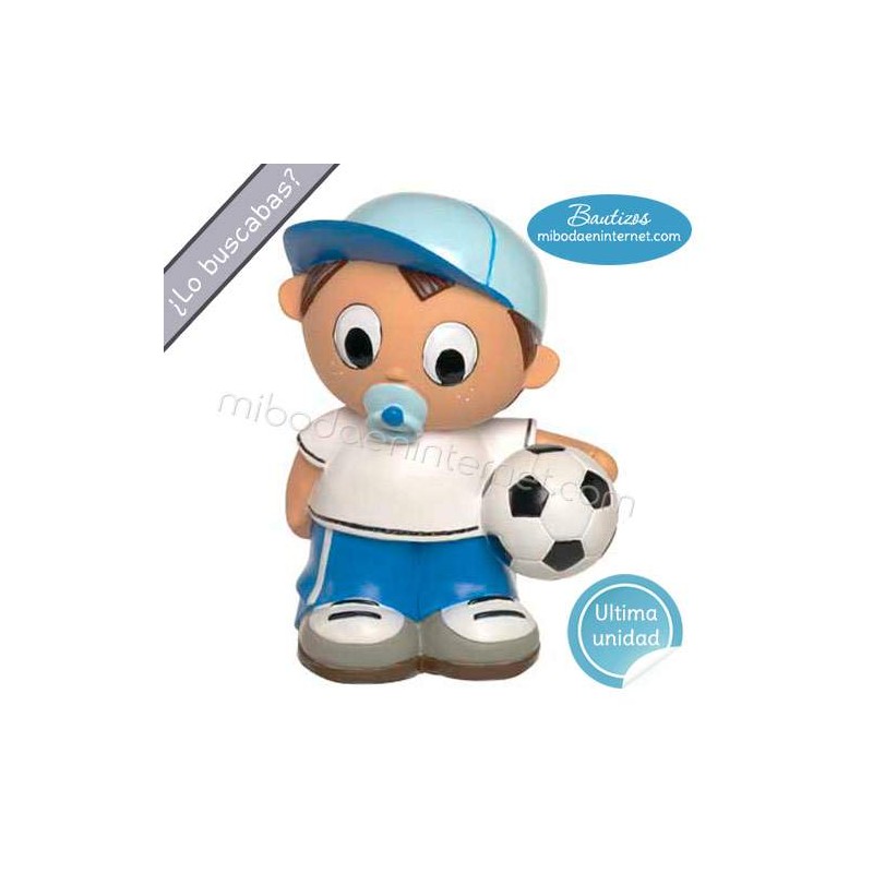 Imán Bautizo Niño con chupe y pelota de futbol