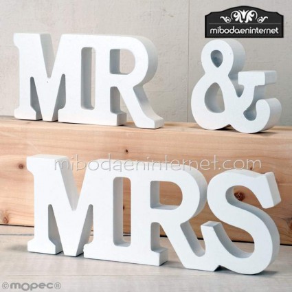 Decoración madera set 3 MR & MRS