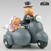 Figura Pastel Pit & Pita Moto Vespa con Sidecar Hucha 17 cms