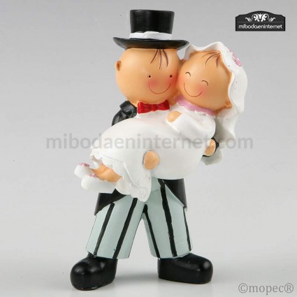 Figura pastel Pit & Pita novia en brazos 16 cm