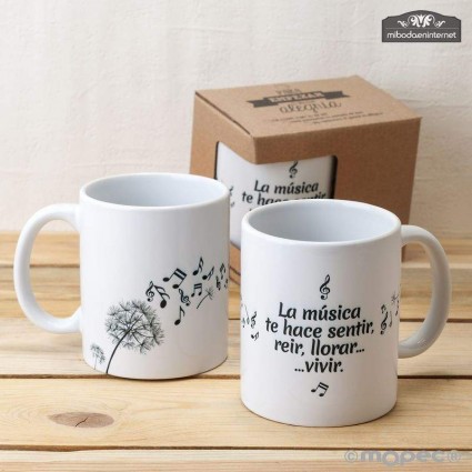 Taza cerámica música en el aire con caja regalo