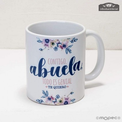 Taza cerámica Contigo Abuela en caja regalo