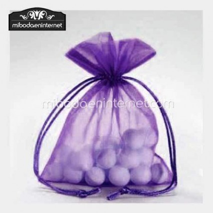 Bolsa Organza 13,5x16,5 MORADA Cola Ratón