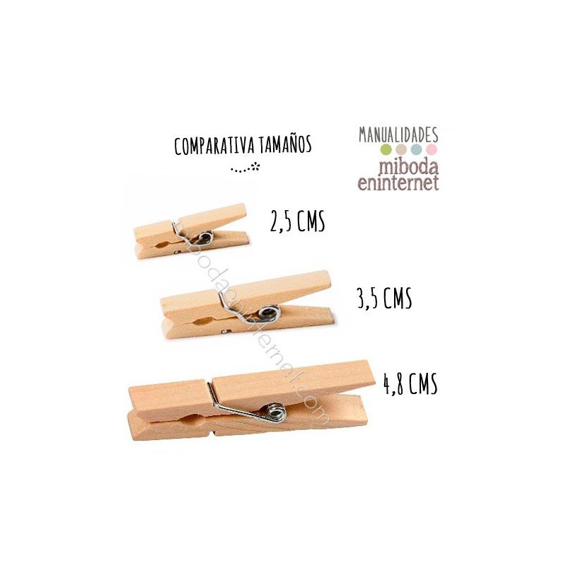 Pincitas, Mini Pinzas de Madera Natural, Pack 45 U