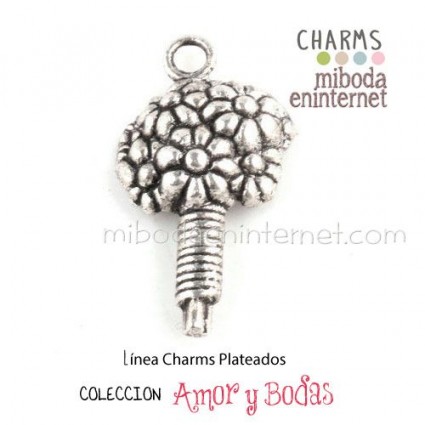 Charm ramo novia plateado