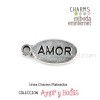 Charm mensaje AMOR oval plateado