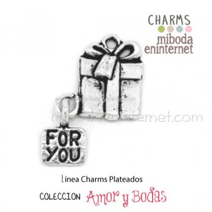 Charm Regalo con chapa FOR YOU plateado