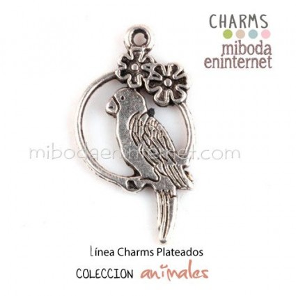 Charm Loro en jaula plateado