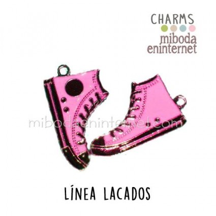 Charm Lacado Botín Rosa y negro