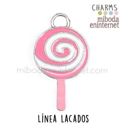 Charm Lacado Piruleta Rosa