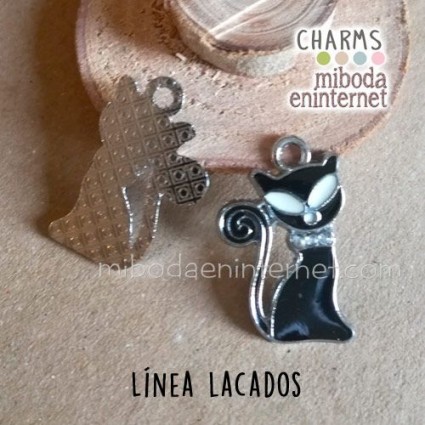 Charm Lacado Gato Negro siamés