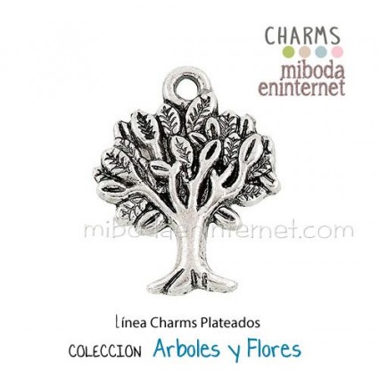 Charm Arbol plateado silueta