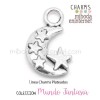 Charm Luna con estrellas plateado