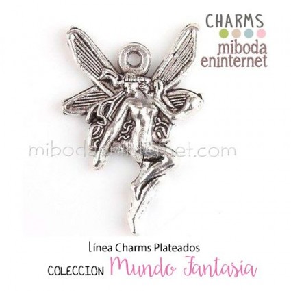 Charm Hada con alas plateado