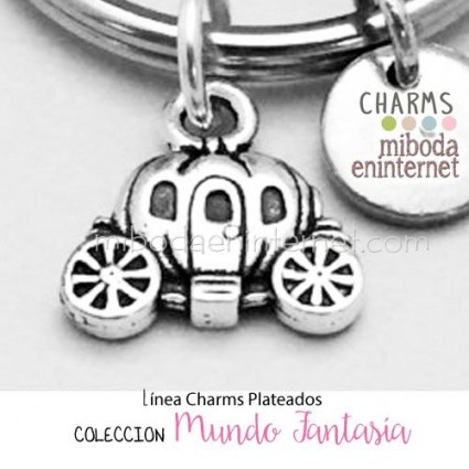 Charm Carroza Calabaza plateada 2D