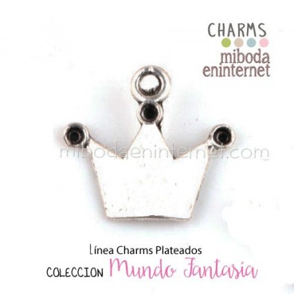 Charm Corona 3 puntas plateada