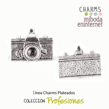 Charm camara fotos pequeña plateado