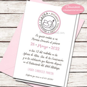 Invitación Primera Comunión Niña Paloma