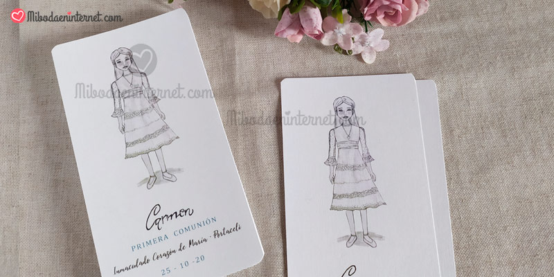 Libro Firmas Comunión grande con dibujo de niña de perfil con un